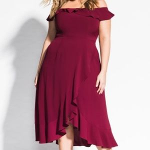 City Chic Ruffle Wrap Dress